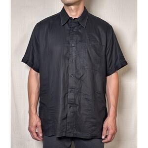 Mojito Collection 100% Linen Shirt Men's XL Black Short‎ Sleeve Resort Vacation